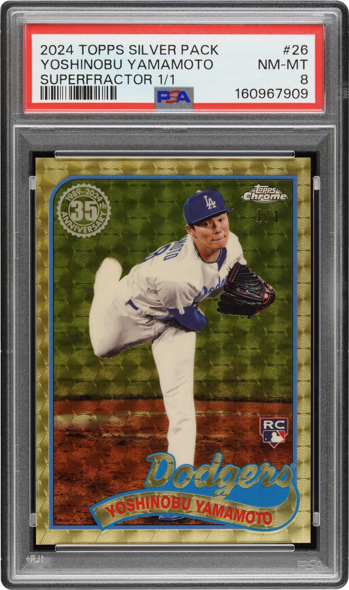 2024 Topps Silver Pack Superfractor Yoshinobu Yamamoto ROOKIE 1/1 #26 PSA 8 NM-MT