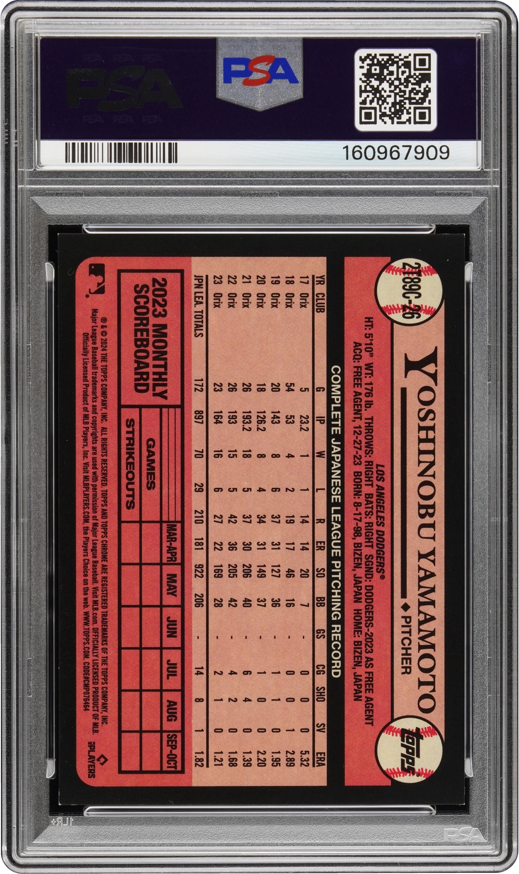 2024 Topps Silver Pack Superfractor Yoshinobu Yamamoto ROOKIE 1/1 #26 PSA 8 NM-MT