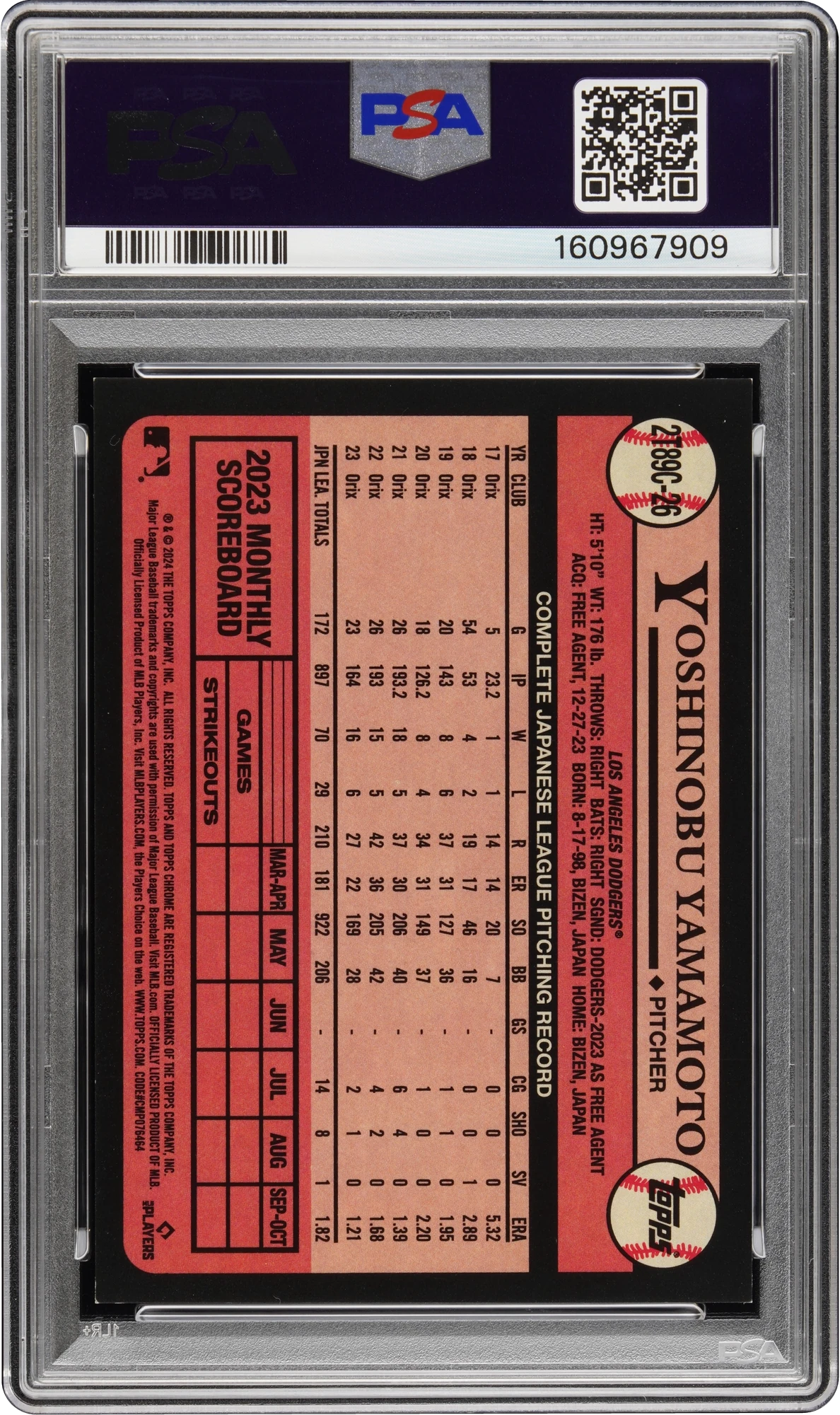 2024 Topps Silver Pack Superfractor Yoshinobu Yamamoto ROOKIE 1/1 #26 PSA 8 NM-MT