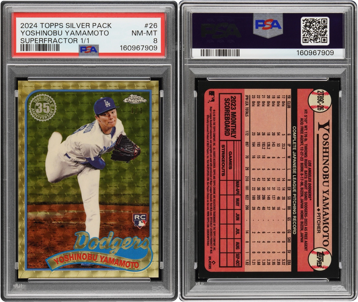 2024 Topps Silver Pack Superfractor Yoshinobu Yamamoto ROOKIE 1/1 #26 PSA 8 NM-MT